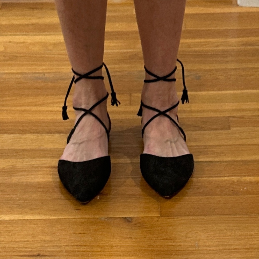 Halogen Black Suede Lace-Up Flats